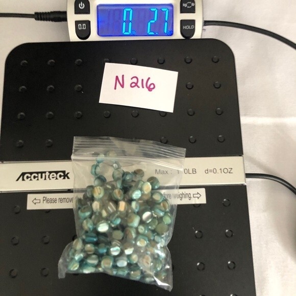 Long Blue Iridescent MOP Chip Stone Necklace - Picture 7 of 8